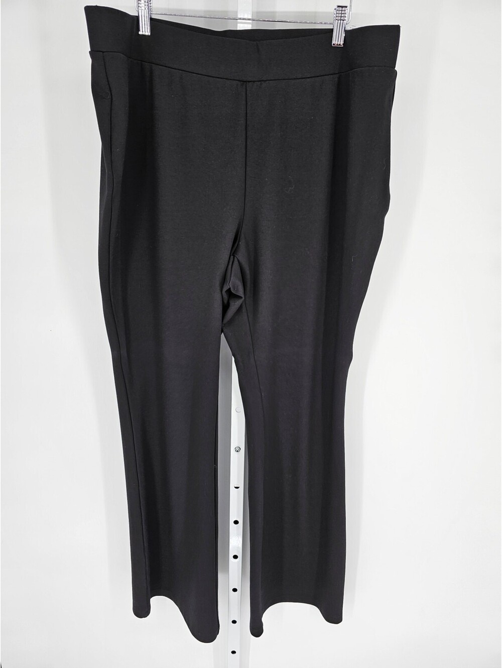 IMAN Women's Black High-Rise Straight Leg Pull-On Trousers Size 1X